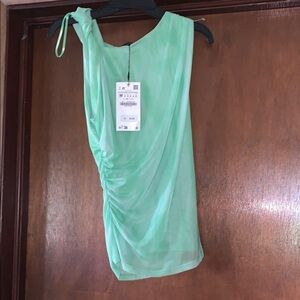 NWT Zara Mint Green Draped Women's Top